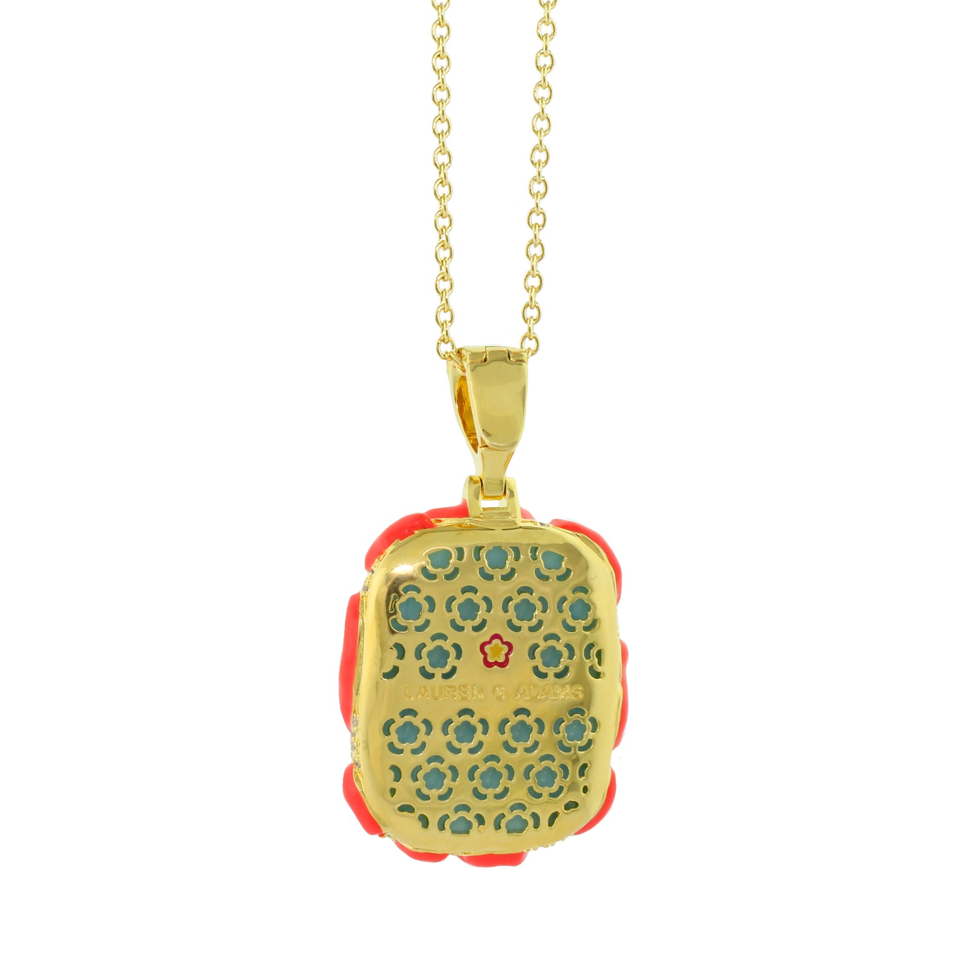 Pretty Little Things Coral Blue Stone Pendant Necklace gold-tone chain by Lauren G Adams on Tampa Home & Garden Store