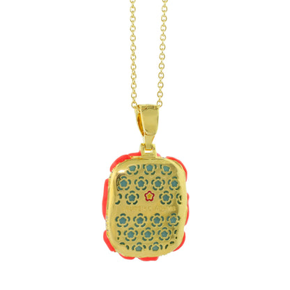 Pretty Little Things Coral Blue Stone Pendant Necklace gold-tone chain by Lauren G Adams on Tampa Home & Garden Store