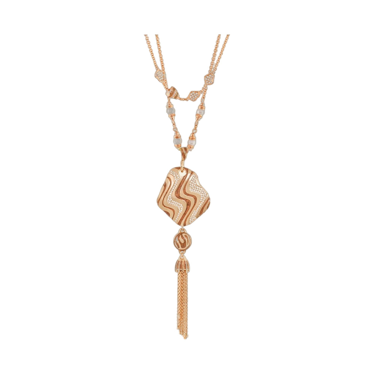 Moon Dust Necklace pendant on rose gold chain with striped pendant by Lauren G Adams on Tampa Home & Garden Store