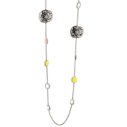 Allure Necklace; double silver-tone necklace with floral filigree charms and enamel cabochons on Tampa Home & Garden Store