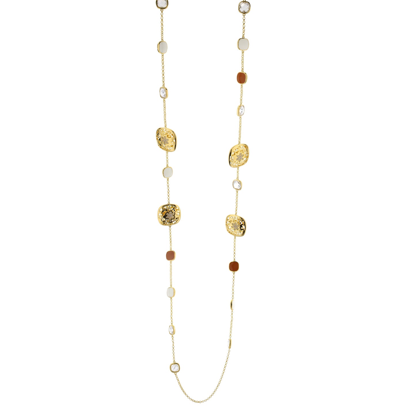 Allure Necklace by Lauren G Adams, chain with enamel squares and filigree medallions on Tampa Home & Garden Store