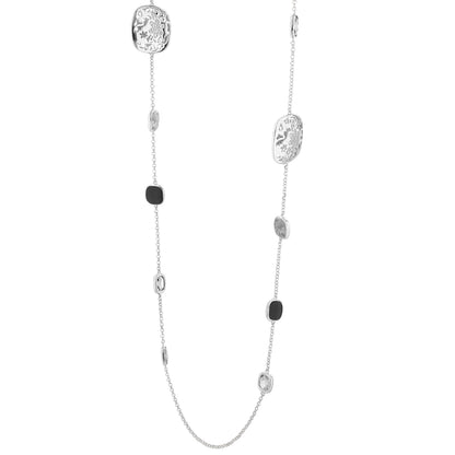 Allure Necklace by Lauren G Adams, silver chain with floral filigree and black stones on Tampa Home & Garden Store
