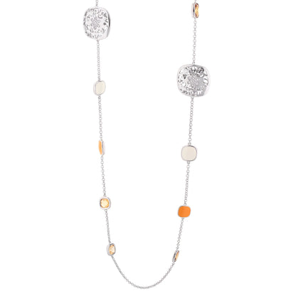 Allure Necklace by Lauren G Adams: silver chain with orange bezel beads and filigree charms on Tampa Home & Garden Store