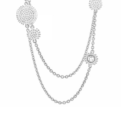 Rock N' Roll Necklace long silver-tone chain with pavé circular pendants by Lauren G Adams on Tampa Home & Garden Store