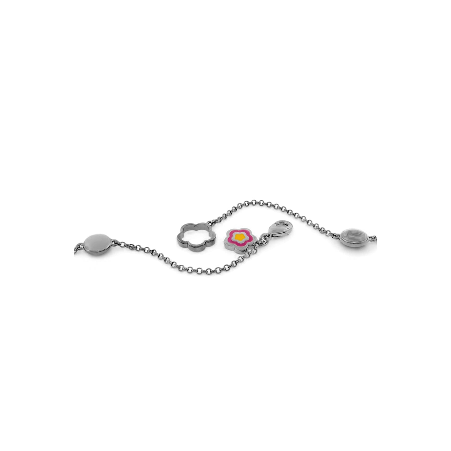 Sweet and Sassy Necklace by Lauren G Adams, silver-tone chain with pink flower charms on Tampa Home & Garden Store