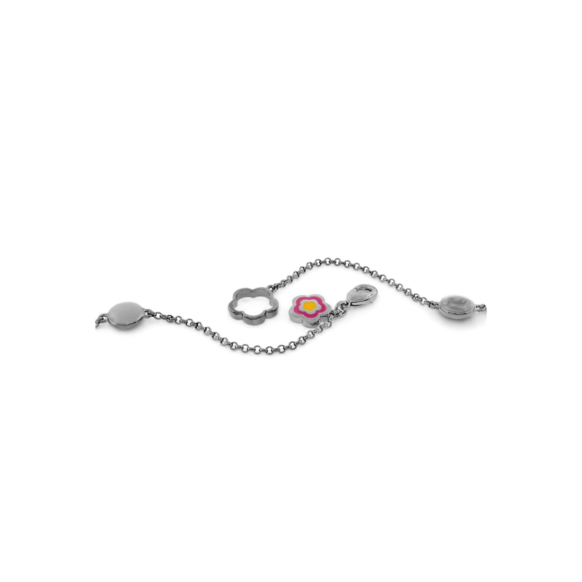 Sweet and Sassy Necklace by Lauren G Adams, silver-tone chain with pink flower charms on Tampa Home & Garden Store