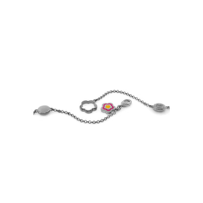Sweet and Sassy Necklace by Lauren G Adams, silver-tone chain with pink flower charms on Tampa Home & Garden Store
