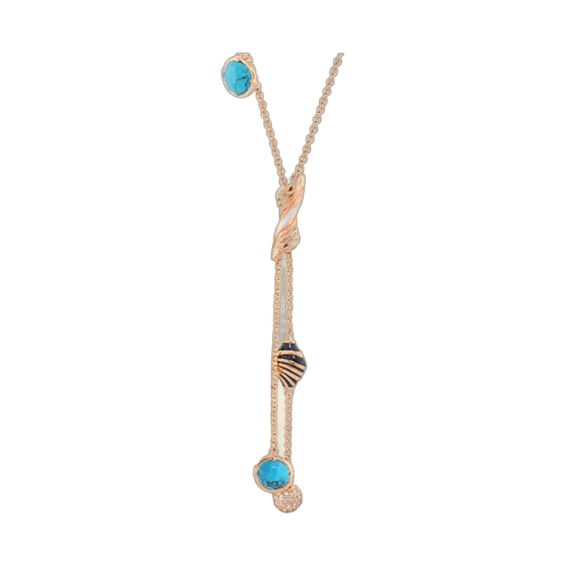 Angel Wings Y Necklace by Lauren G Adams, gold-tone chain with turquoise cabochons on Tampa Home & Garden Store