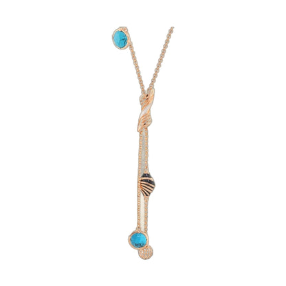 Angel Wings Y Necklace by Lauren G Adams, gold-tone chain with turquoise stones on Tampa Home & Garden Store