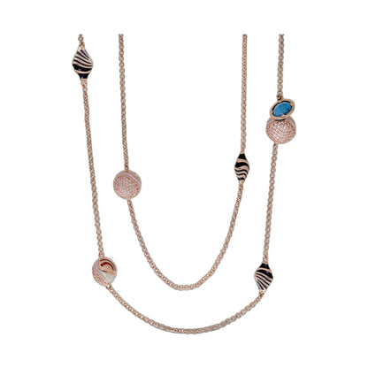 Angel Wings Long Necklace by Lauren G Adams; rose-gold chain with striped shell pendants on Tampa Home & Garden Store
