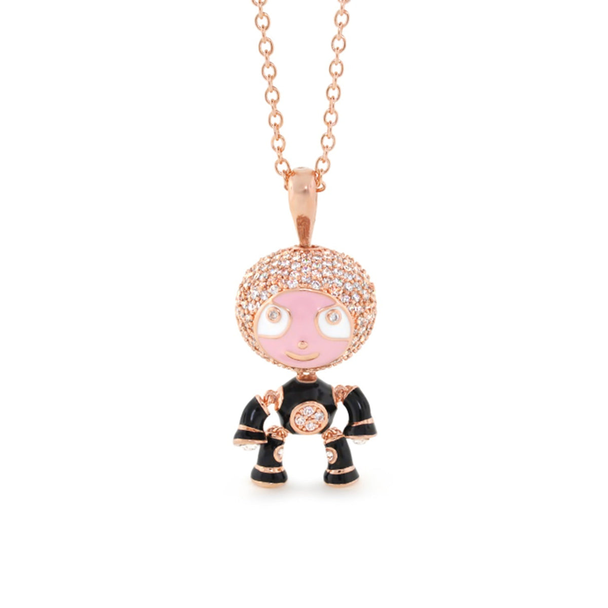 Lga Bubble Kids Pave Boy Necklace pendant on rose chain with pink face by Lauren G Adams on Tampa Home & Garden Store
