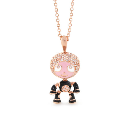 Lga Bubble Kids Pave Boy Necklace pendant on rose chain with pink face by Lauren G Adams on Tampa Home & Garden Store