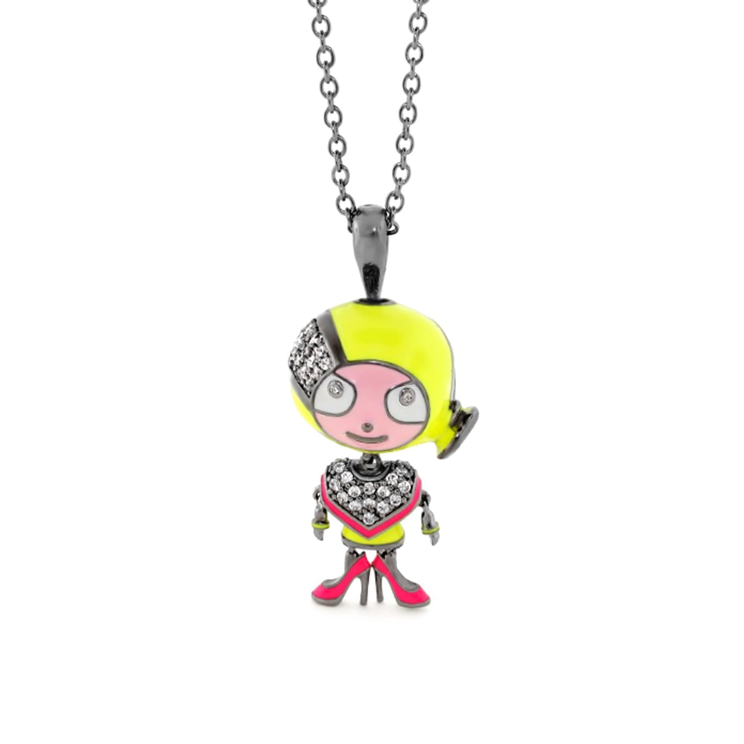 Lga Bubble Kids Girl Necklace Lauren G Adams neon yellow hair pendant pink face rhinestone chest on Tampa Home & Garden Store