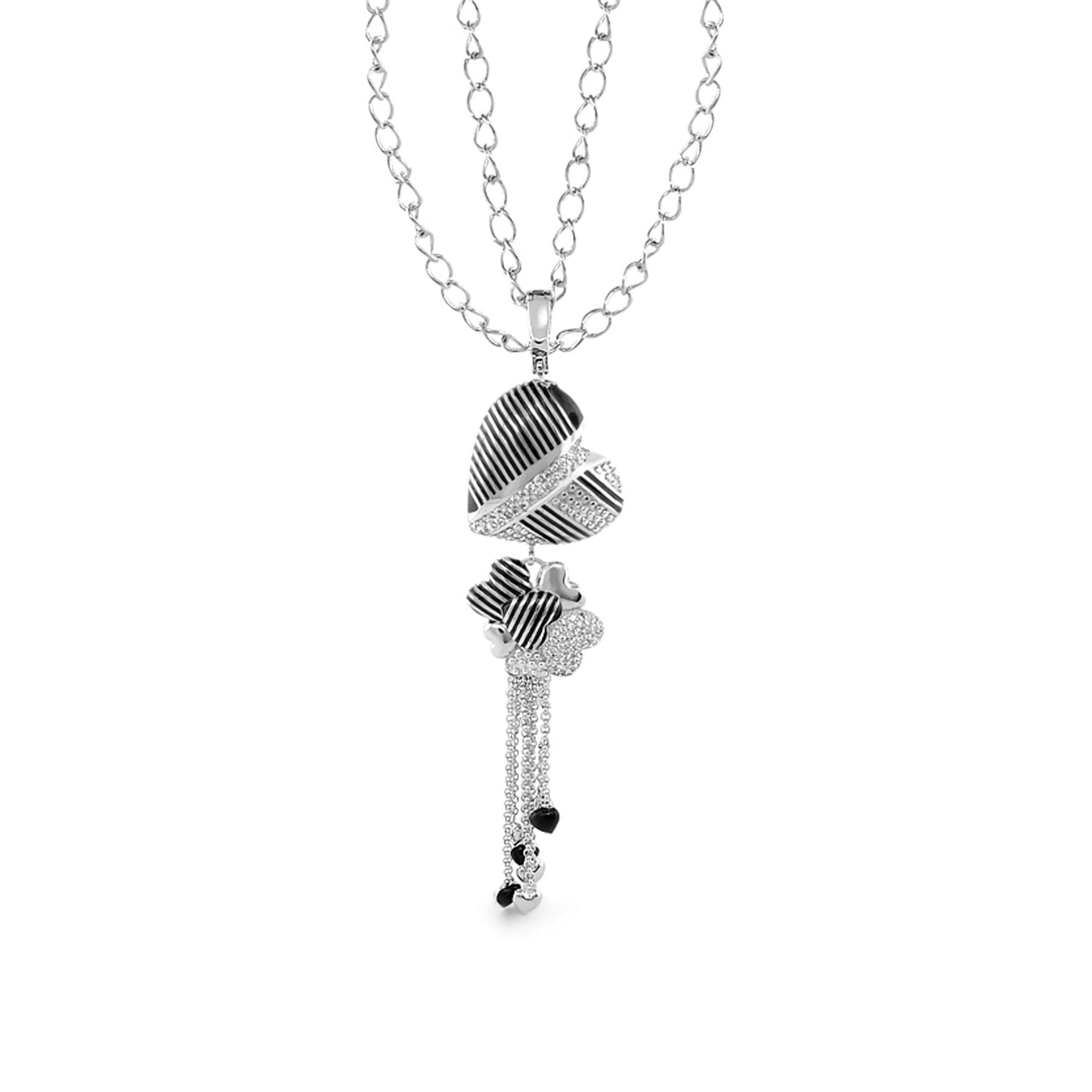 Sweetheart Necklace long striped-heart pendant with crystal band and tassel drops by Lauren G Adams on Tampa Home & Garden Store