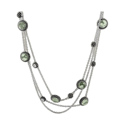 Cool Rider Necklace, silver-tone multi-strand with pale green cabochon centers on Tampa Home & Garden Store