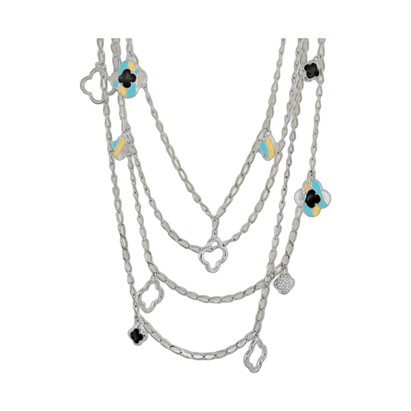 Layered station necklace Clover and Clover Again by Lauren G Adams with enamel clover charms on Tampa Home & Garden Store