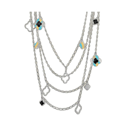 Layered station necklace Clover and Clover Again by Lauren G Adams with enamel clover charms on Tampa Home & Garden Store