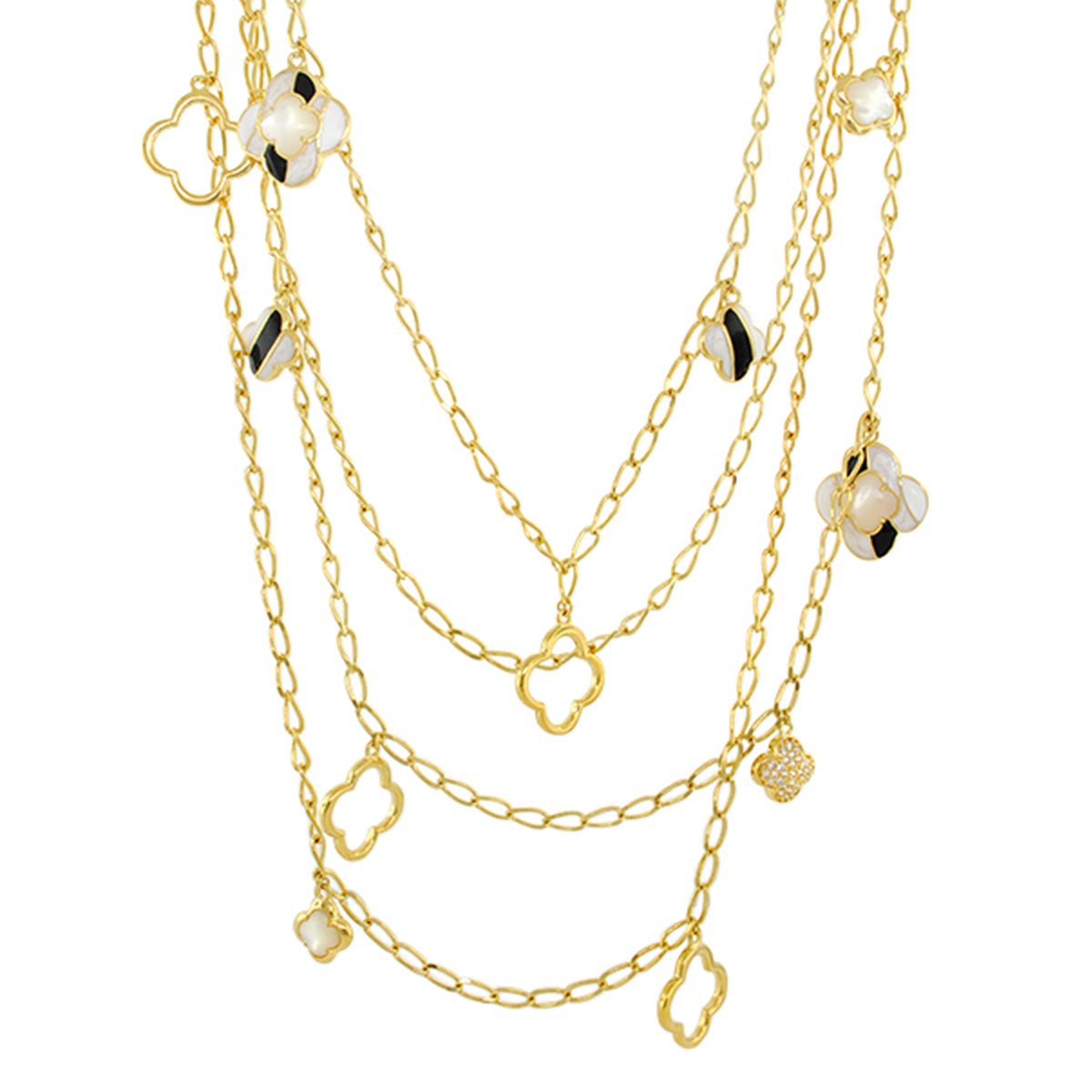 Layered gold-tone station necklace with clover charms by Lauren G Adams on Tampa Home & Garden Store