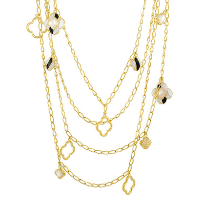 Layered gold-tone station necklace with clover charms by Lauren G Adams on Tampa Home & Garden Store