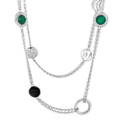 Caribbean Waters Necklace by Lauren G Adams with emerald-green stones on silver chains on Tampa Home & Garden Store