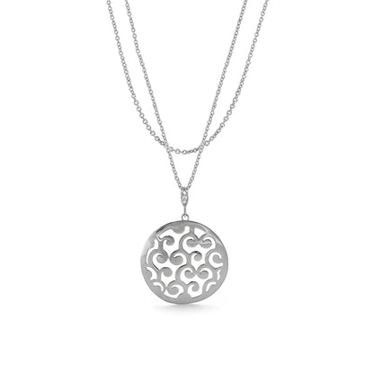 Stamped with Love Swirl Necklace by Lauren G Adams, silver-tone chain with filigree pendant on Tampa Home & Garden Store