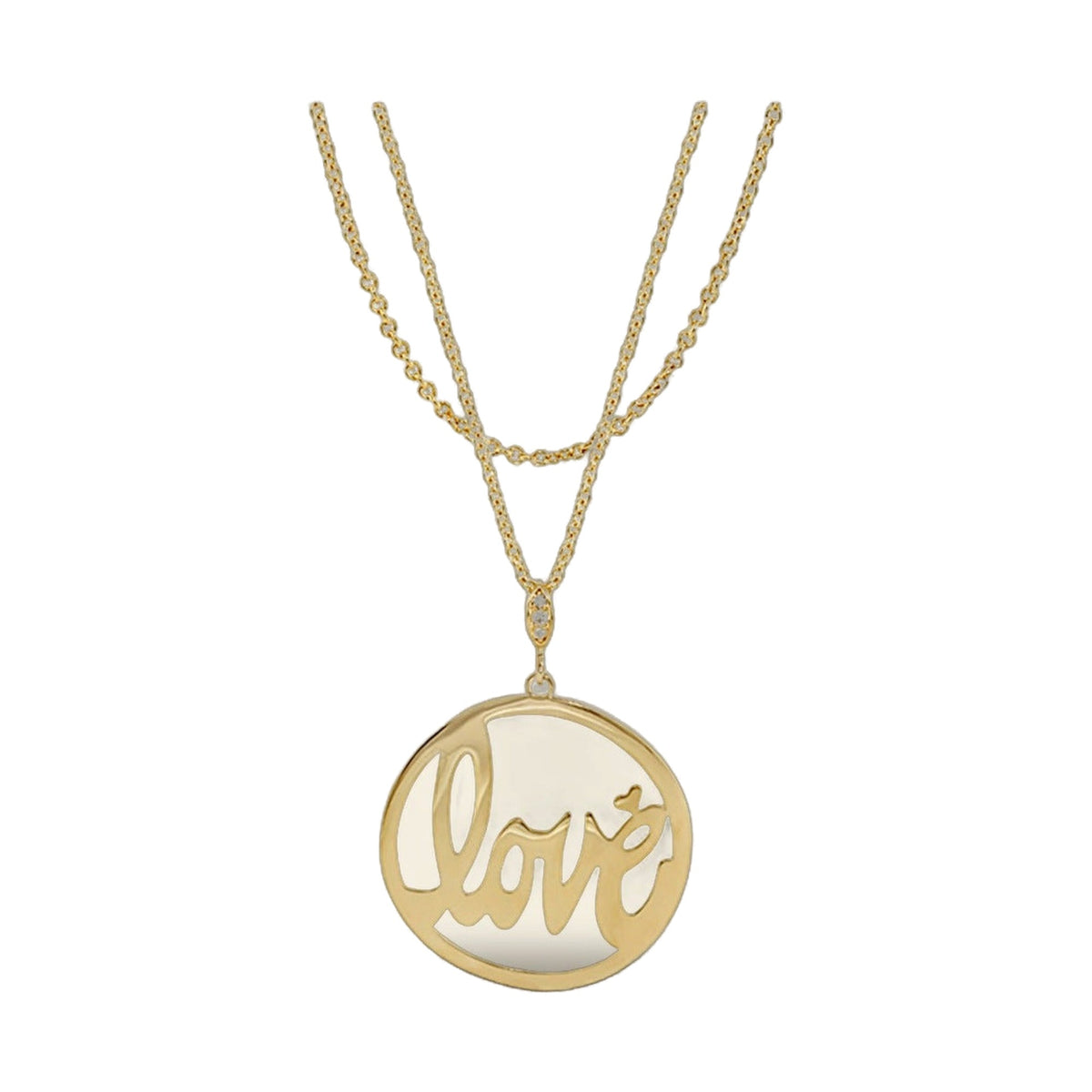 Gold-tone Love Rocks necklace by Lauren G Adams with round Love-script pendant on Tampa Home & Garden Store