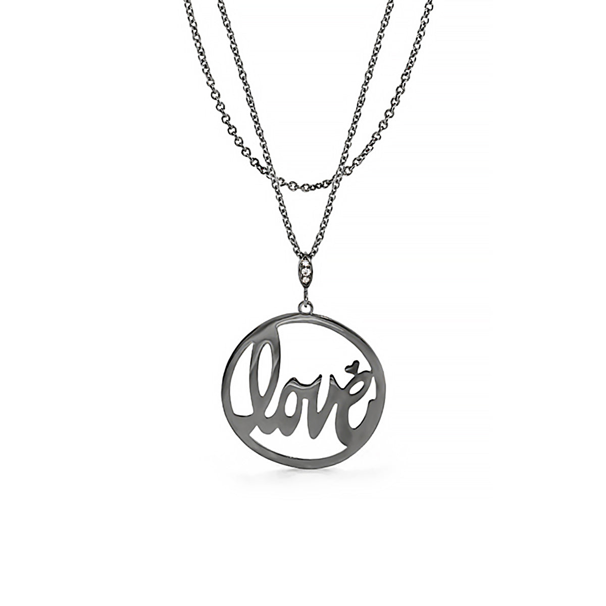 Love Rocks silver-tone pendant necklace with circular Love script by Lauren G Adams on Tampa Home & Garden Store