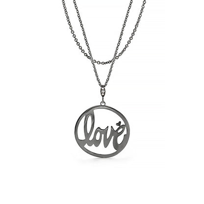 Love Rocks silver-tone pendant necklace with circular Love script by Lauren G Adams on Tampa Home & Garden Store
