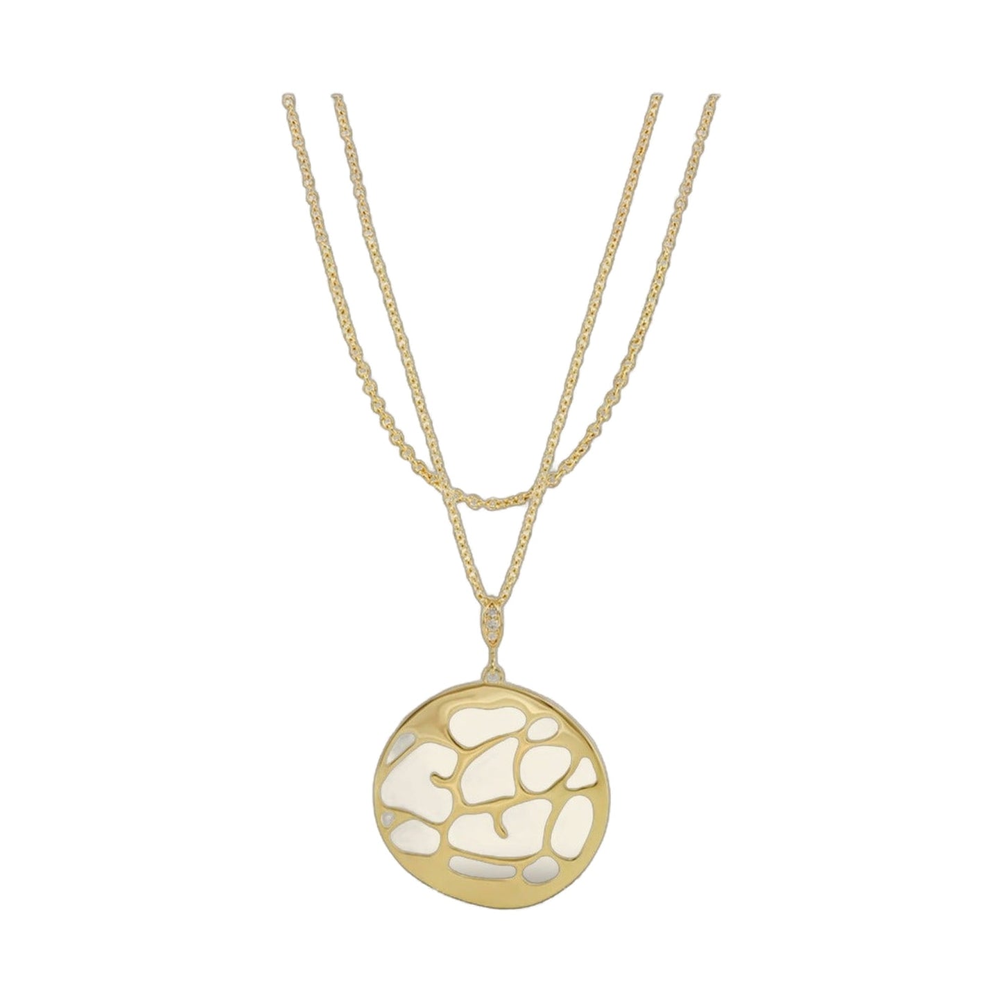 Stamped With Love necklace with layered gold chains and round openwork pendant by Lauren G Adams on Tampa Home & Garden Store