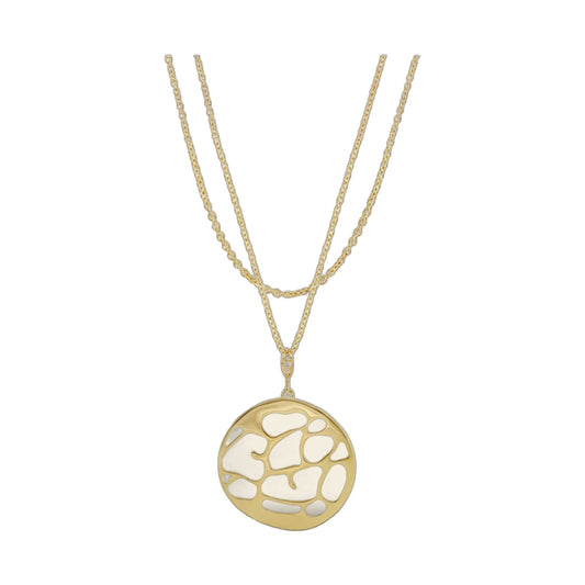 Stamped With Love necklace with layered gold chains and round openwork pendant by Lauren G Adams on Tampa Home & Garden Store