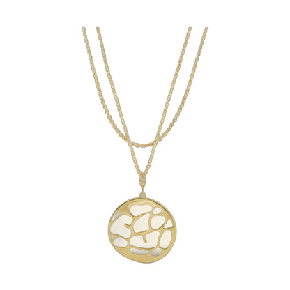 Stamped With Love necklace, gold-tone layered chains with circular openwork pendant on Tampa Home & Garden Store