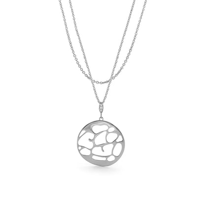 Stamped With Love necklace, silver-toned circular openwork pendant with chains Lauren G Adams on Tampa Home & Garden Store