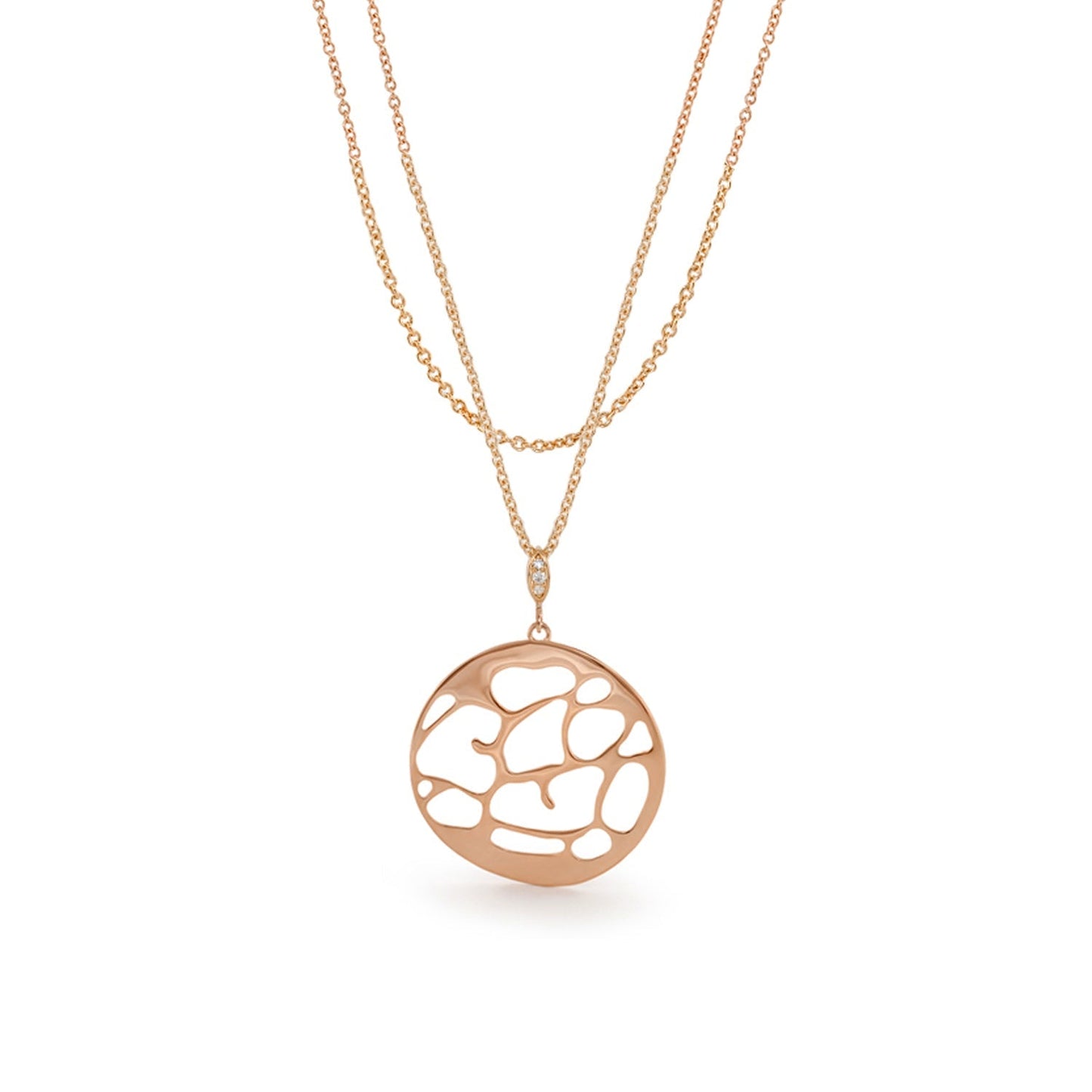 Stamped With Love necklace in rose gold by Lauren G Adams circular openwork pendant on chain on Tampa Home & Garden Store