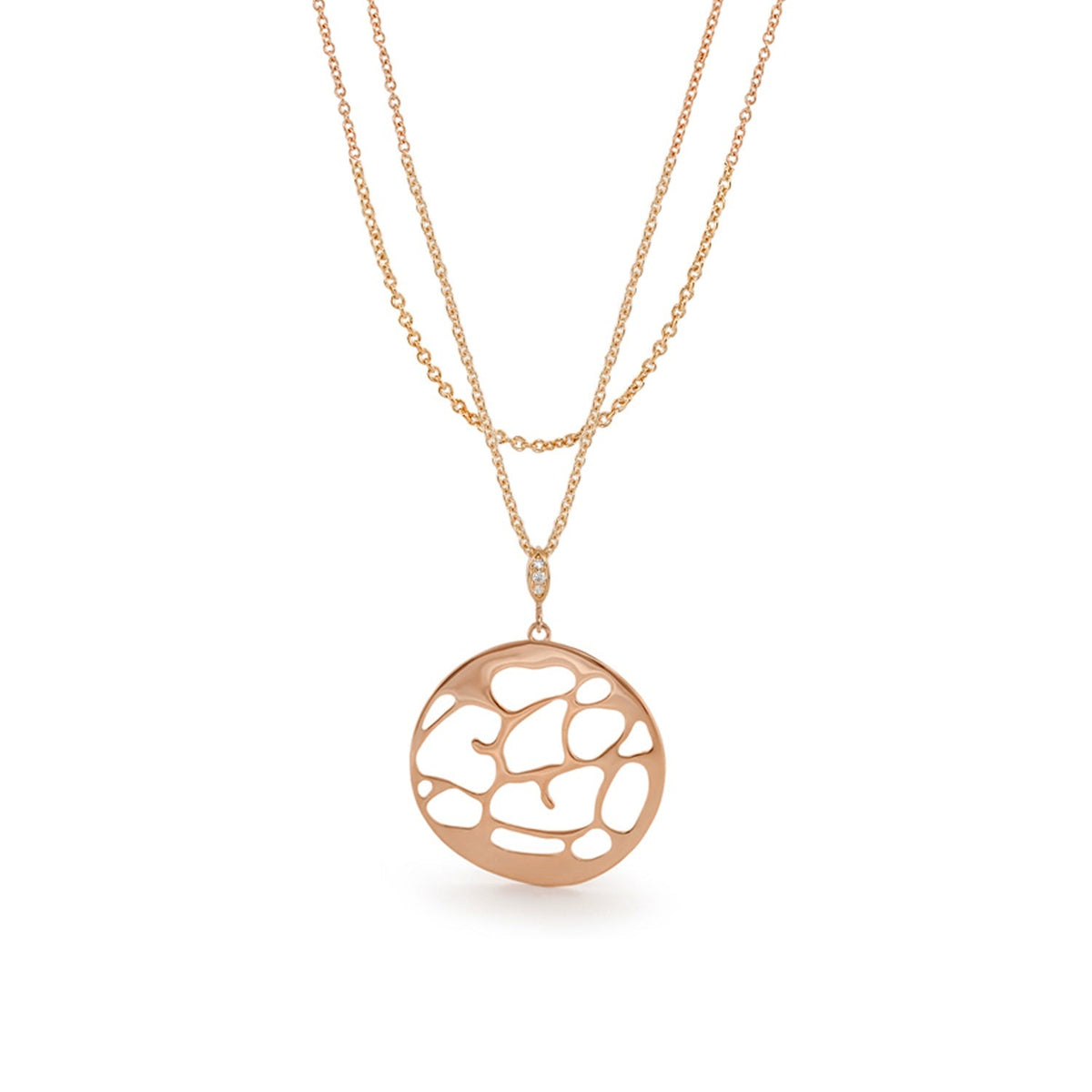 Stamped With Love necklace in rose gold by Lauren G Adams circular openwork pendant on chain on Tampa Home & Garden Store