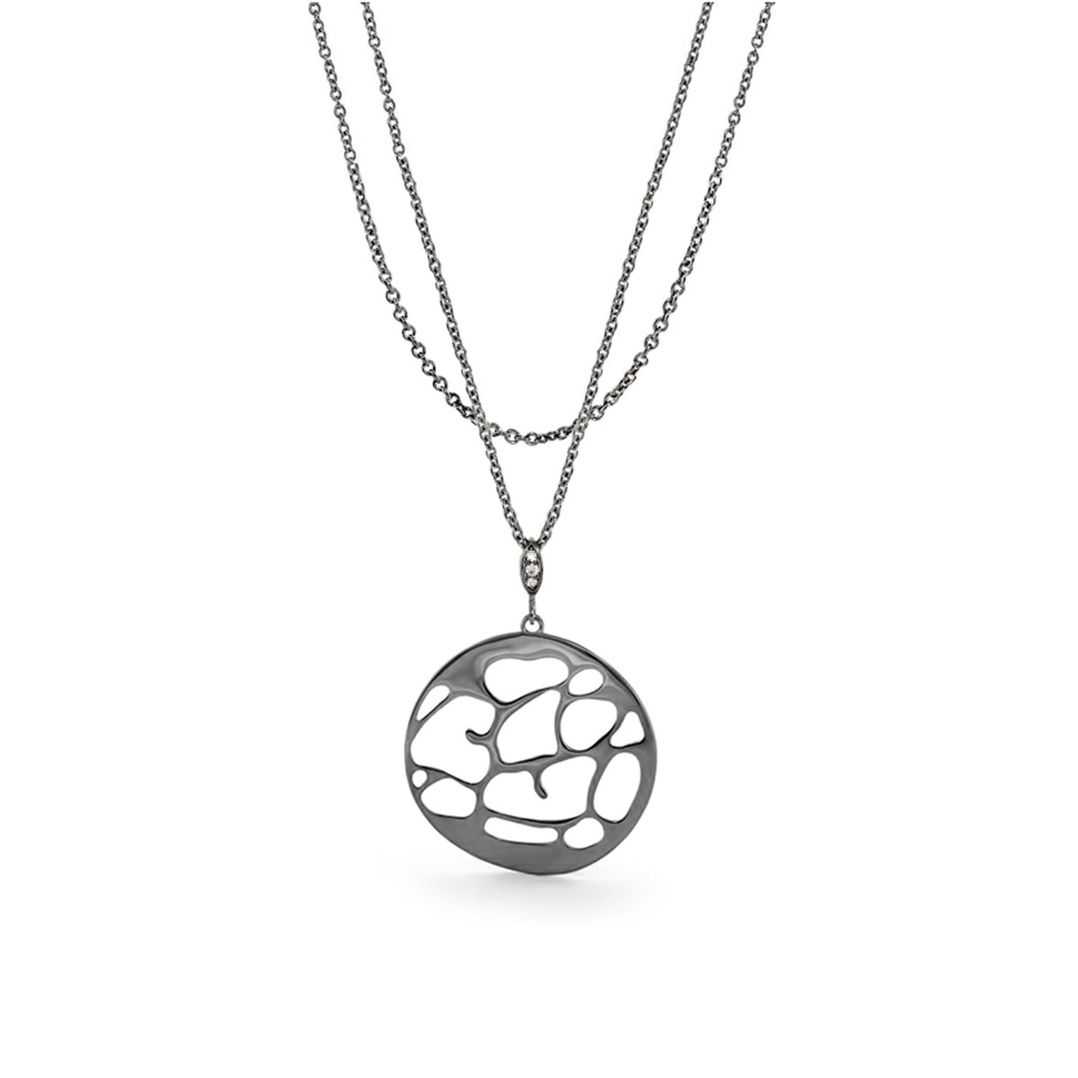 Stamped With Love necklace by Lauren G Adams, silver-tone double chain with openwork pendant on Tampa Home & Garden Store