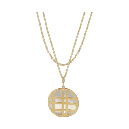 Stamped With Love Grid pendant necklace, gold plated with layered chains by Lauren G Adams on Tampa Home & Garden Store