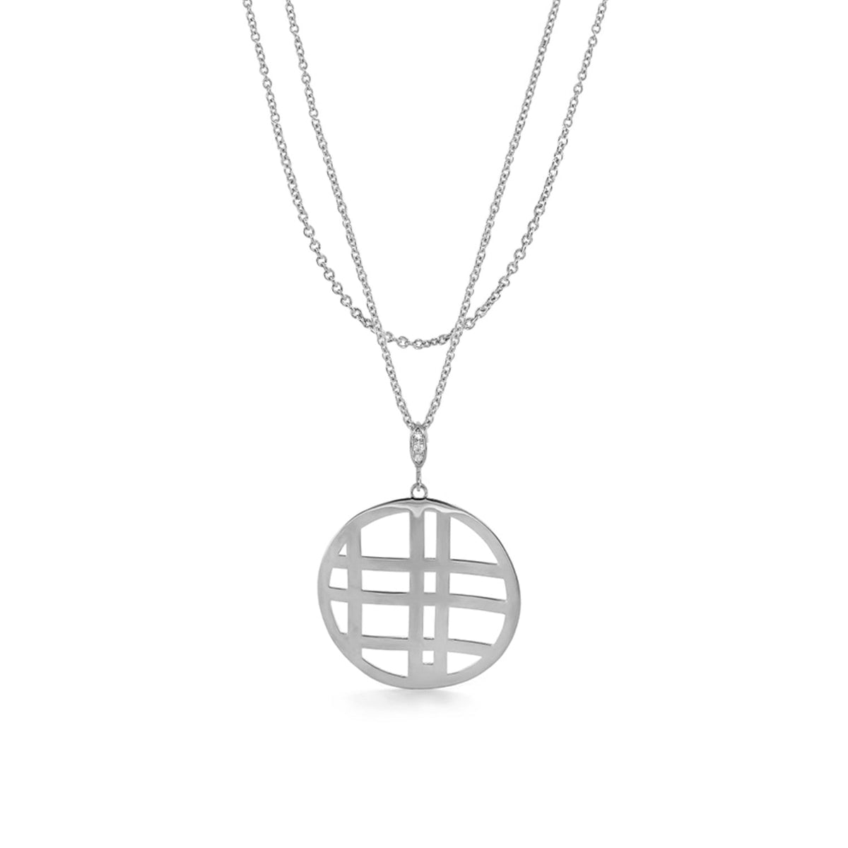 Stamped With Love Grid Necklace by Lauren G Adams, silver-tone layered chain with grid pendant on Tampa Home & Garden Store