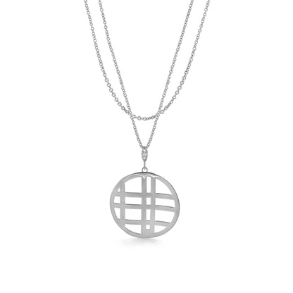 Stamped With Love Grid Necklace by Lauren G Adams, silver-tone layered chain with grid pendant on Tampa Home & Garden Store