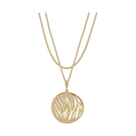 Stamped With Love Wild Child necklace, gold-tone openwork round pendant on layered chains on Tampa Home & Garden Store