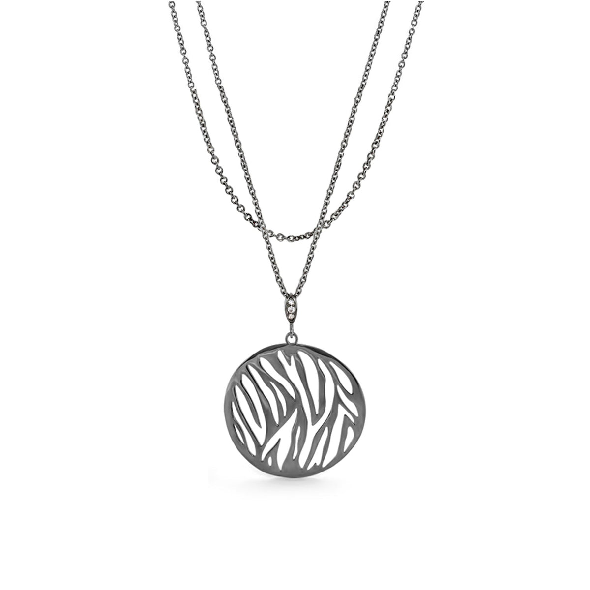 Stamped With Love Wild Child necklace, silver-tone dual chain with zebra-cutout pendant on Tampa Home & Garden Store