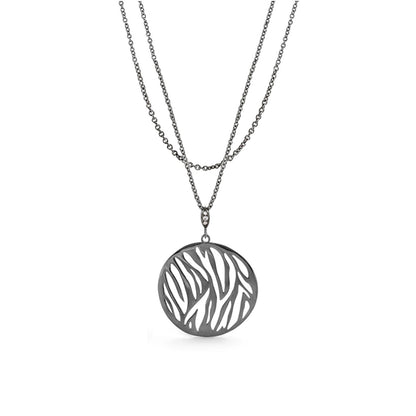 Stamped With Love Wild Child necklace, silver-tone dual chain with zebra-cutout pendant on Tampa Home & Garden Store