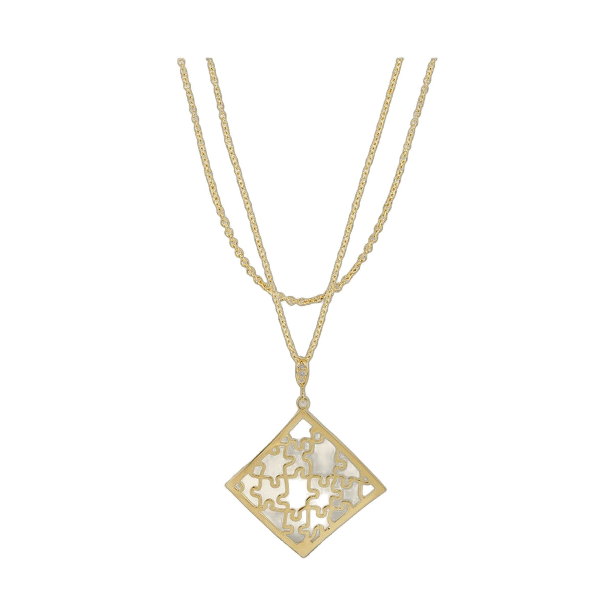 Stamped With Love necklace by Lauren G Adams, layered chains with lattice pendant on Tampa Home & Garden Store