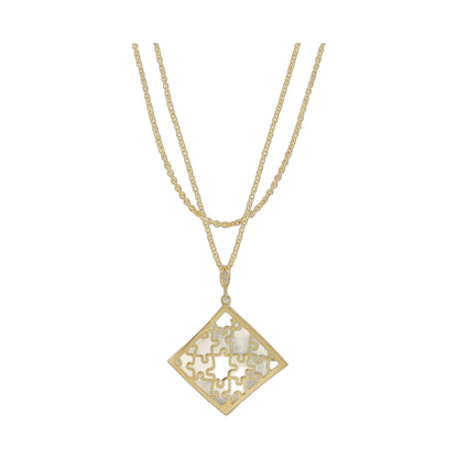 Stamped With Love necklace by Lauren G Adams, layered chains with lattice pendant on Tampa Home & Garden Store