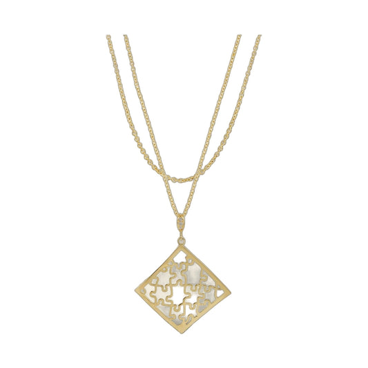 Stamped With Love necklace gold tone chain with square lattice pendant Lauren G Adams on Tampa Home & Garden Store