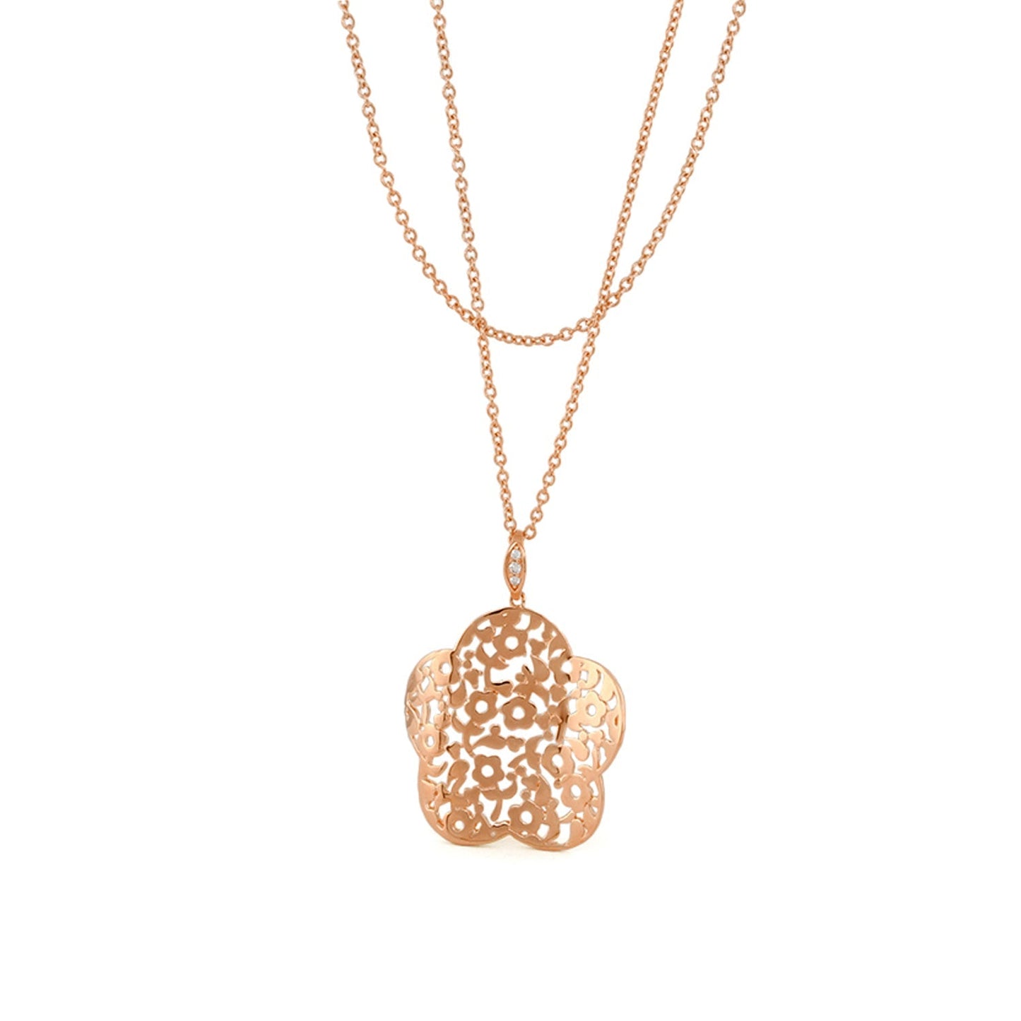 Stamped With Love necklace by Lauren G Adams, rose gold floral filigree heart pendant on chain on Tampa Home & Garden Store