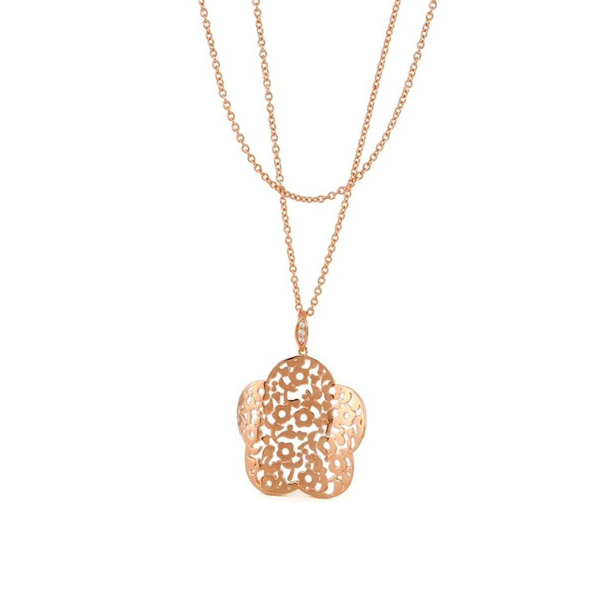 Stamped With Love necklace by Lauren G Adams, rose gold floral filigree heart pendant on chain on Tampa Home & Garden Store