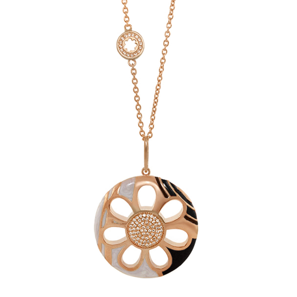 Daisy Dreams Necklace rose-gold pendant with daisy cutouts and crystal center by Lauren G Adams on Tampa Home & Garden Store