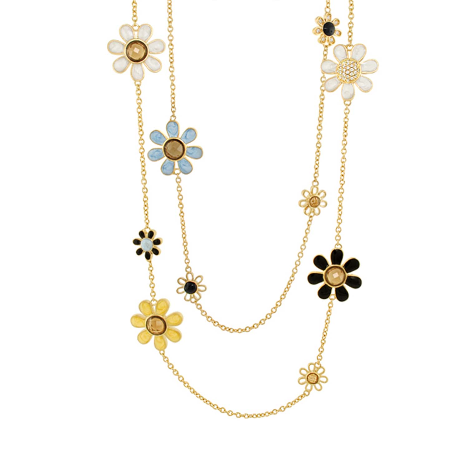 Daisy Dreams Necklace gold-tone chain with enamel daisies in multicolor by Lauren G Adams on Tampa Home & Garden Store