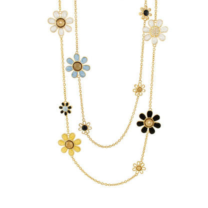 Daisy Dreams Necklace gold-tone chain with enamel daisies in multicolor by Lauren G Adams on Tampa Home & Garden Store