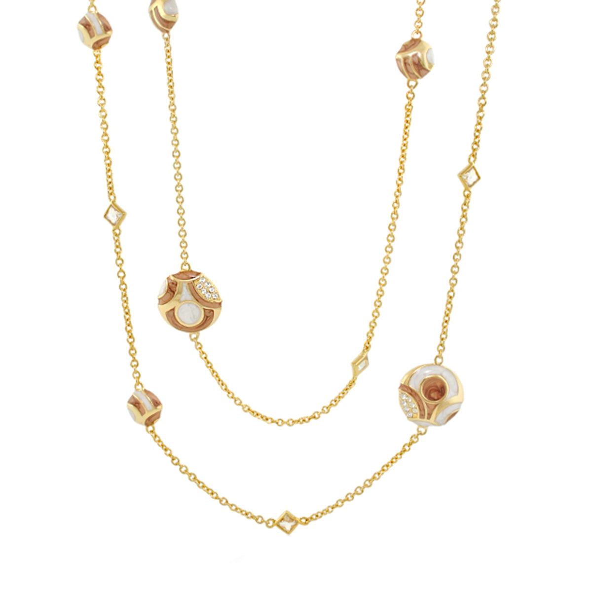 Magic 8 Necklace long gold-tone necklace with round beads and crystal accents by Lauren G Adams on Tampa Home & Garden Store